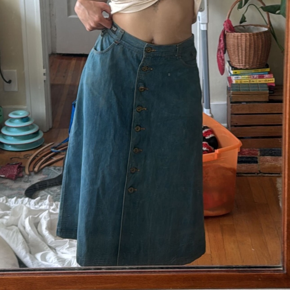 Vintage 70s button down maxi skirt